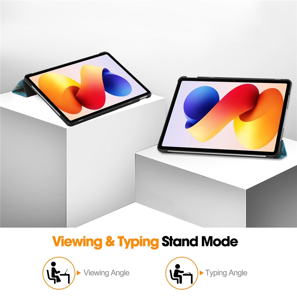 Okos összecsukható tok Xiaomi Redmi Pad 2 Pro-hoz - fehér virágok