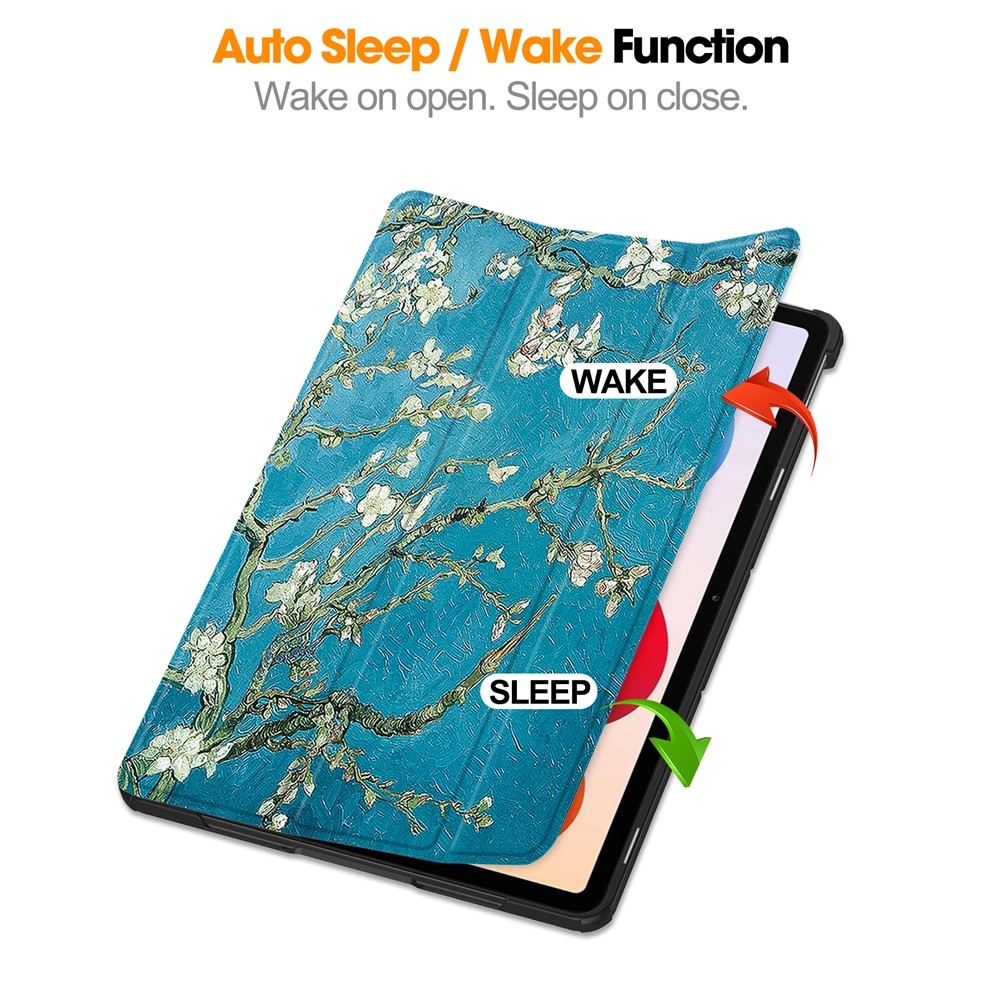 Okos összecsukható tok Xiaomi Redmi Pad 2 Pro-hoz - fehér virágok