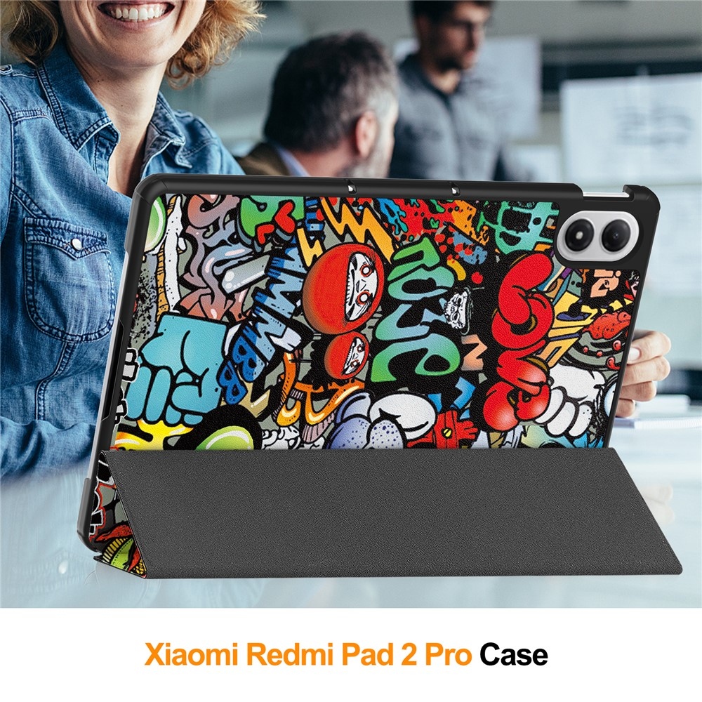 Okos összecsukható tok Xiaomi Redmi Pad 2 Pro-hoz - graffiti