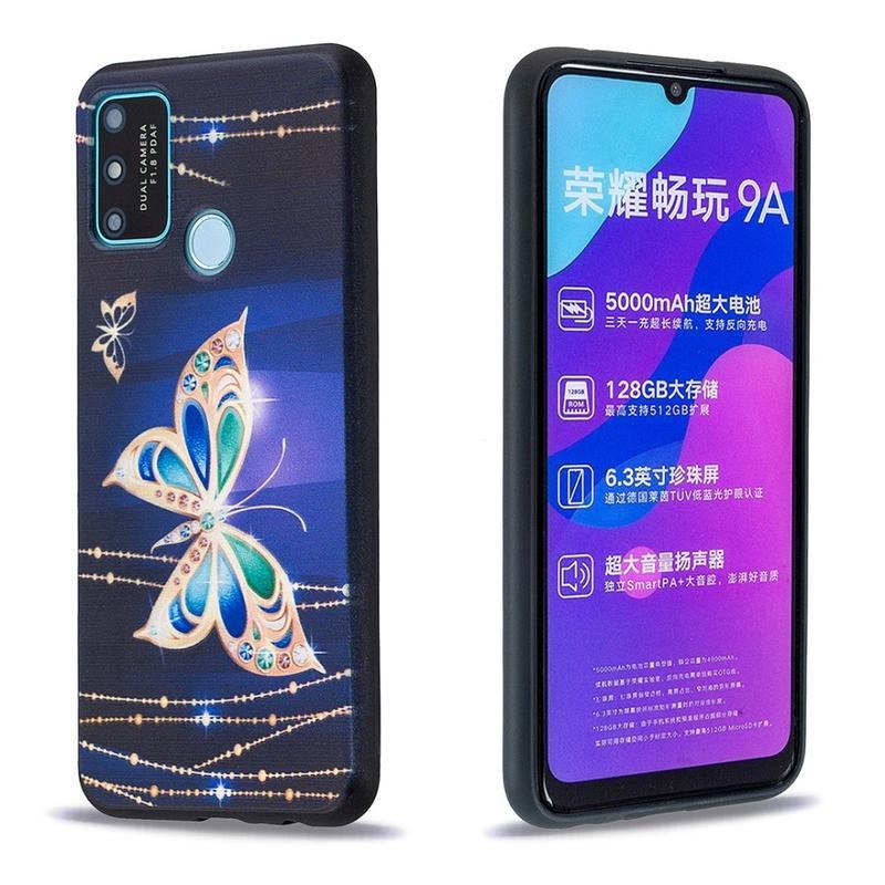 Gél tok nyomtatás a Honor 9A-hoz - gyémánt pillangó