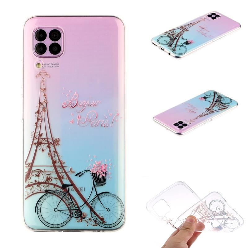 Nyomtatás gél hüvely mobil Huawei P40 Lite - Eiffel-torony és kerékpár