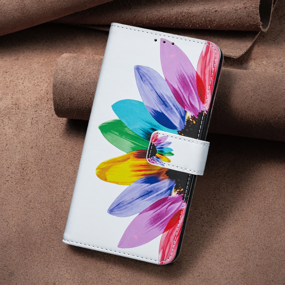 Nyomtatott könyvborítós tok a Xiaomi Redmi 17 4G/5G mobiltelefonhoz – virágszirmok