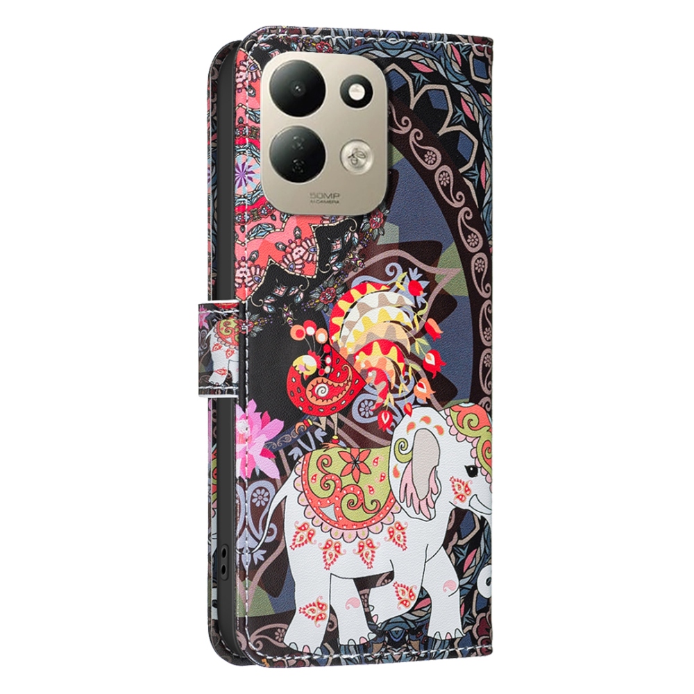 Nyomtatott könyvborítós mobiltelefon-tok a Xiaomi Redmi 17 4G/5G-hez – elefánt