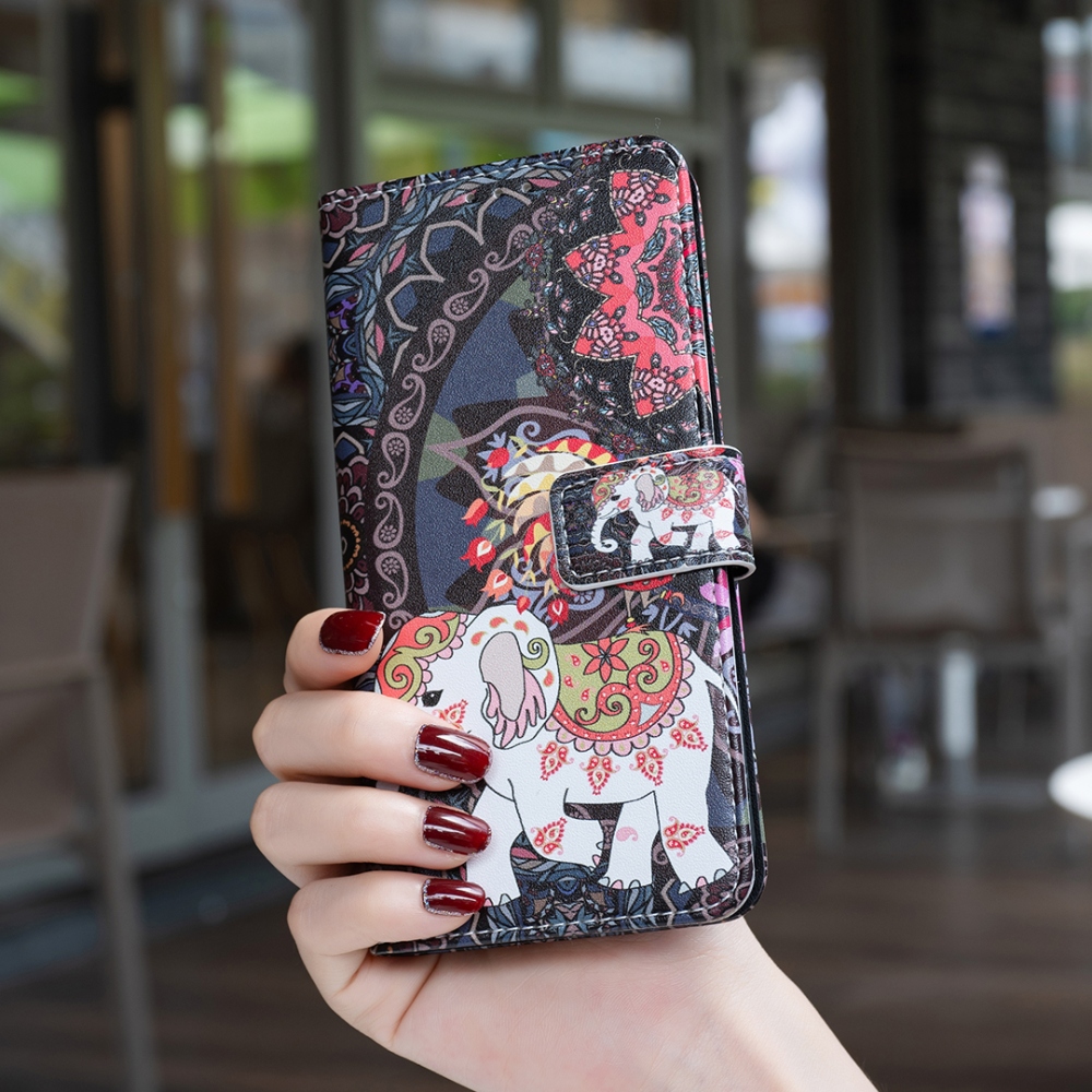 Nyomtatott könyvborítós mobiltelefon-tok a Xiaomi Redmi 17 4G/5G-hez – elefánt