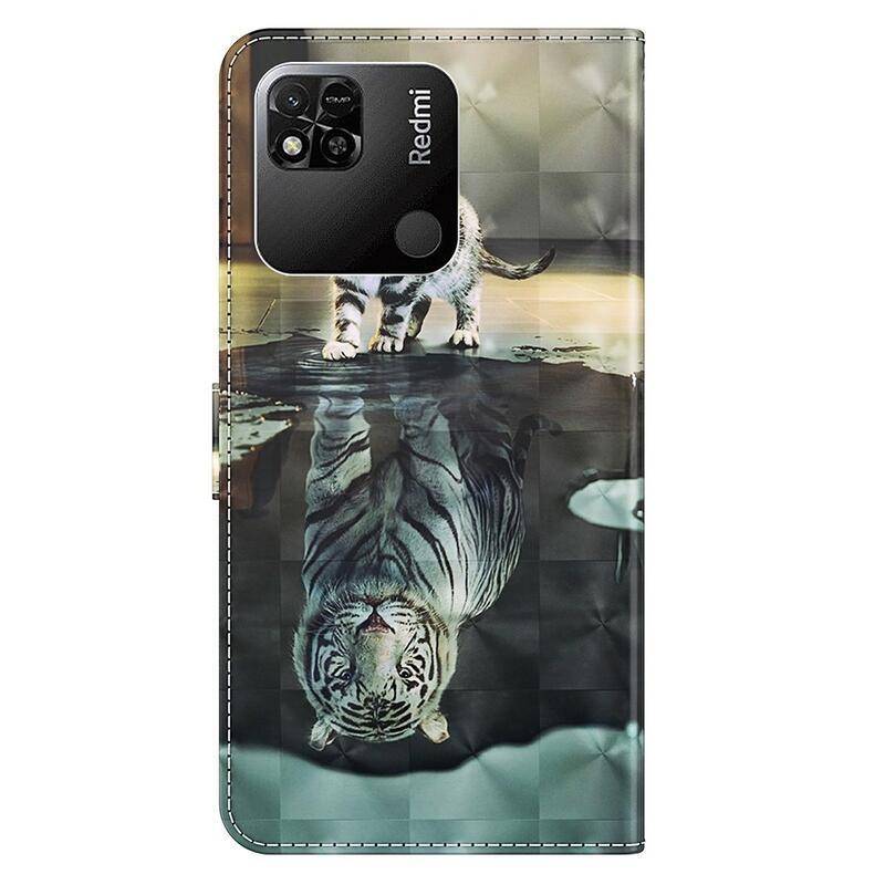 Nyomtatott könyv tok a Xiaomi Redmi 10A számára - macska és tigris tükörkép