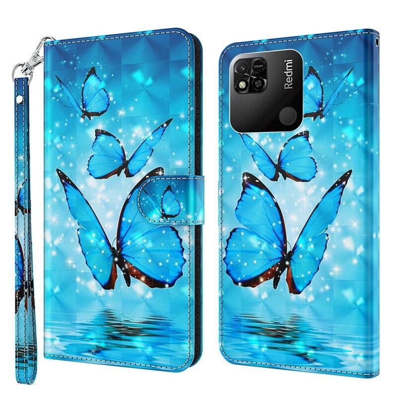 Nyomtatott könyv tok Xiaomi Redmi 10A - kék pillangókhoz