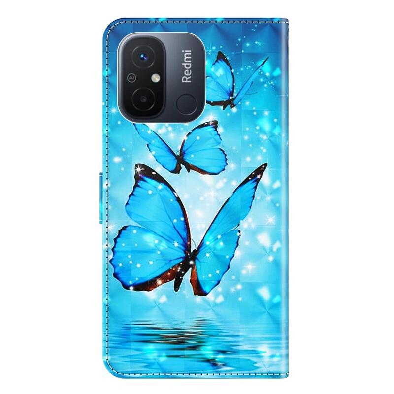 Nyomtatott könyv tok Xiaomi Redmi 12C - kék pillangókhoz