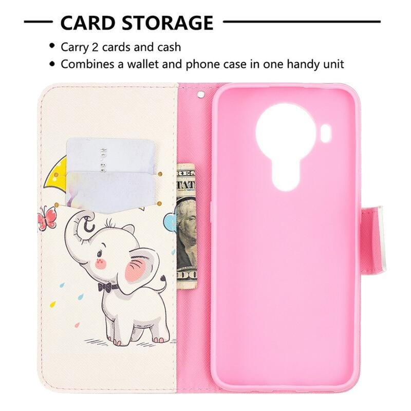 Nyomtatott pénztárca tok Nokia 5.4 mobiltelefonhoz - elefánt