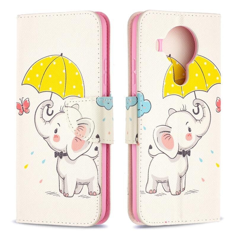 Nyomtatott pénztárca tok Nokia 5.4 mobiltelefonhoz - elefánt