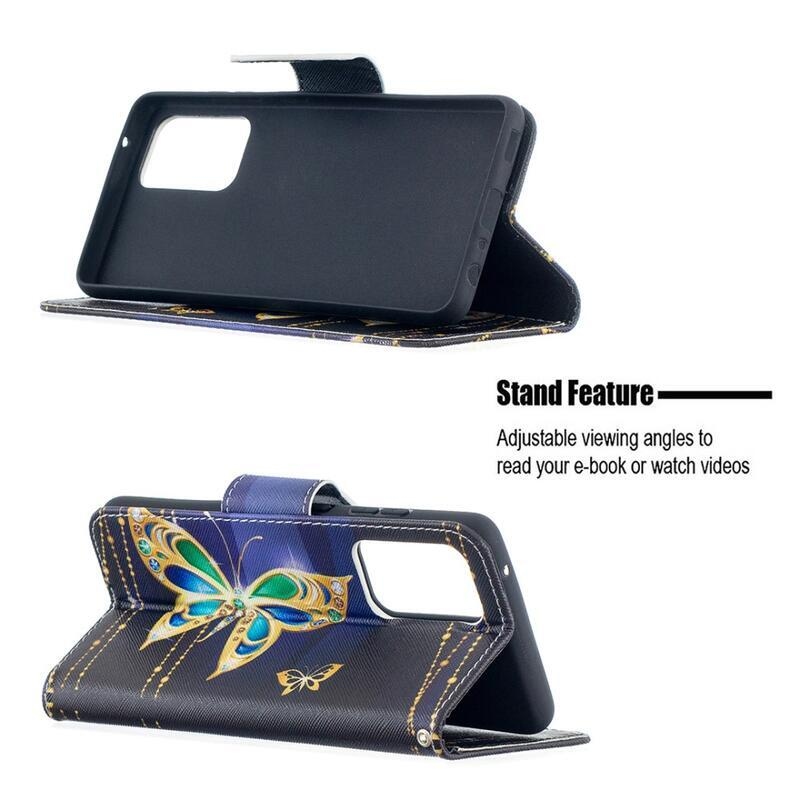 Nyomtatott pénztárca tok Samsung Galaxy A52 5G/4G/A52s 5G - gyémánt pillangó