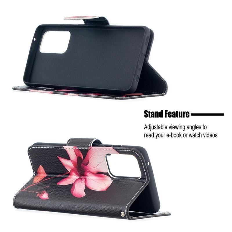 Nyomtatott pénztárca tok Samsung Galaxy A52 5G/4G/A52s 5G - rózsaszín virág