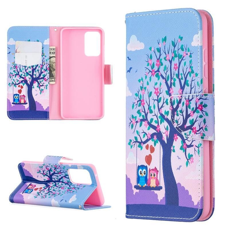 Nyomtatott pénztárca tok Samsung Galaxy A52 5G/4G/A52s 5G - baglyok egy fán