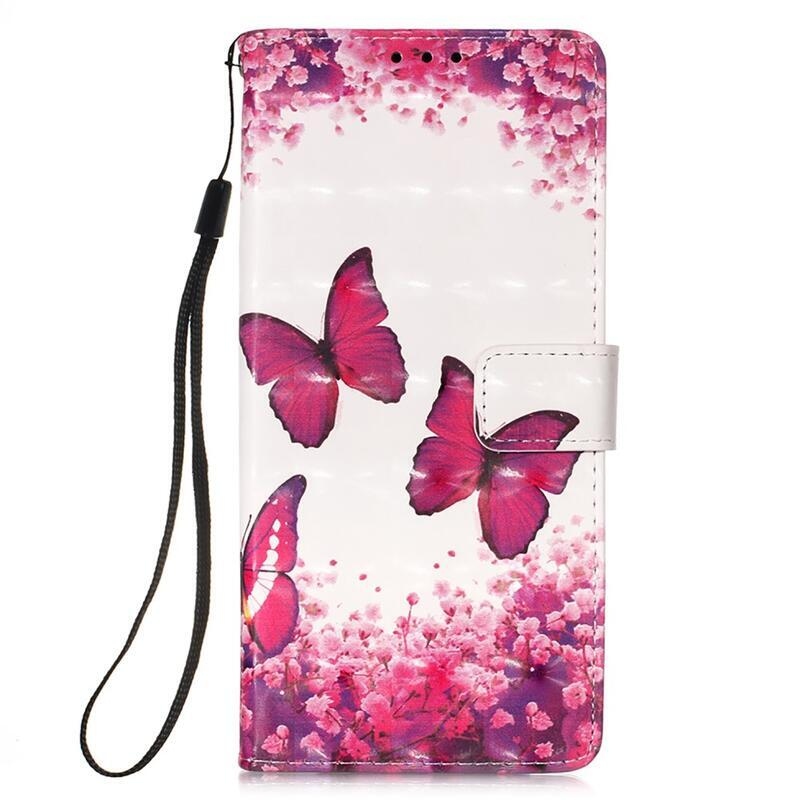 Nyomtatott pénztárca tok Xiaomi 11T/11T Pro - rózsaszín pillangókhoz