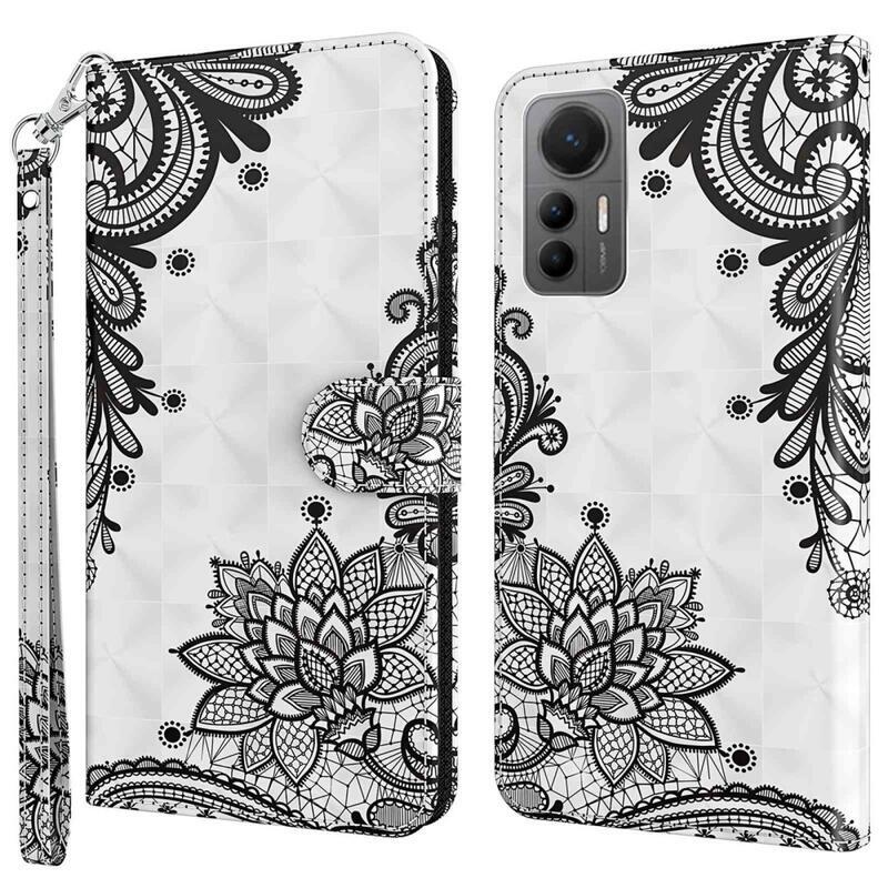 Nyomtatott pénztárca tok Xiaomi 12 Lite-hoz - csipke virág