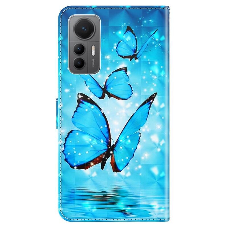 Nyomtatott pénztárca tok Xiaomi 12 Lite-hoz - kék pillangók
