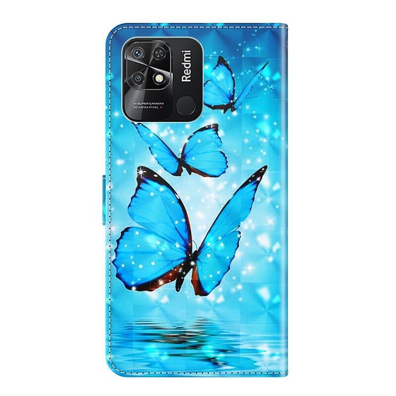 Nyomtatott pénztárca tok Xiaomi Redmi 10C - kék pillangókhoz