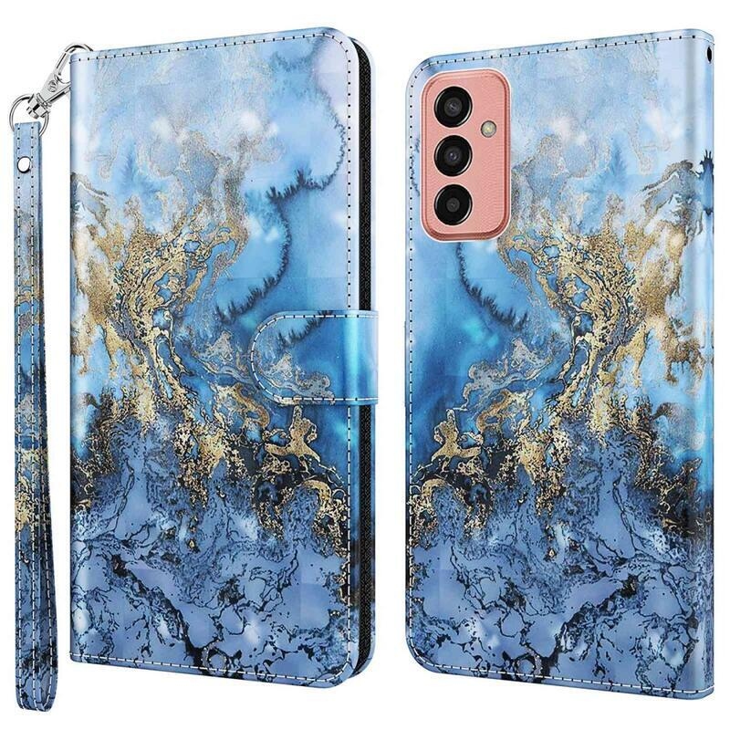 Nyomtatott pénztárca tok Samsung Galaxy M13-hoz - absztrakt minta