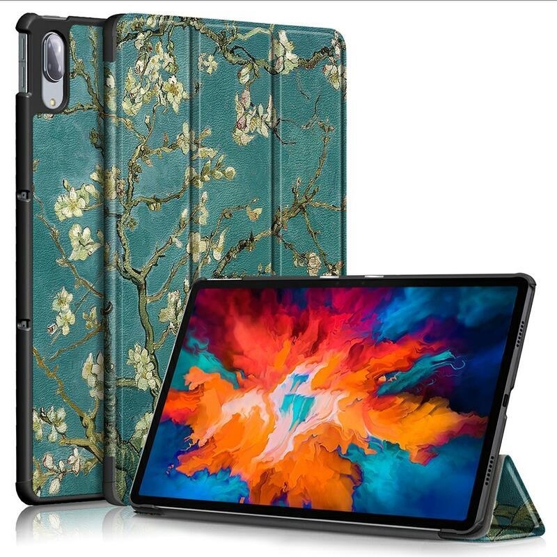 Nyomtatható pozicionálható tok Lenovo Tab P11 Pro - fehér virágokhoz