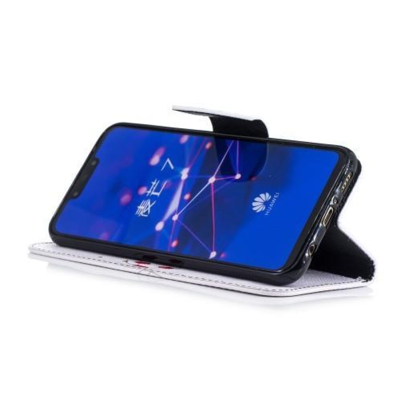 Nyomtatás PU bőr pénztárca tok Huawei Mate 20 Lite - panda labdával