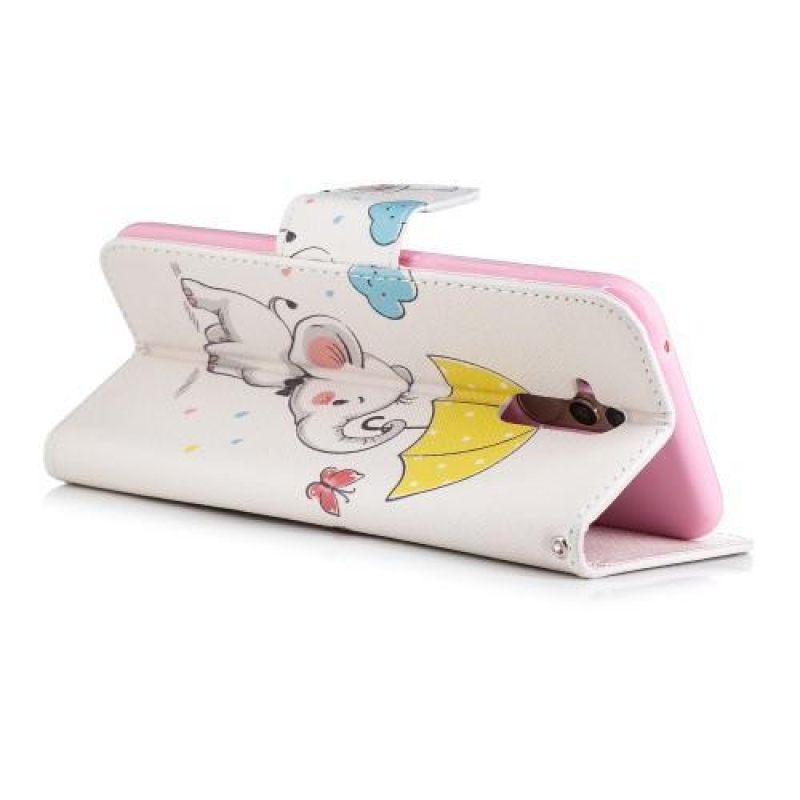 Nyomtatás PU bőr pénztárca tok Huawei Mate 20 Lite - elefánt