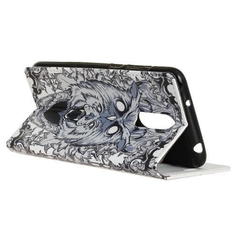 Nyomtatás PU bőr pénztárca tok Nokia 7.1 - absztrakt bagoly