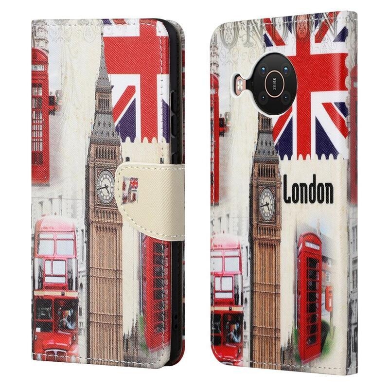 Nyomtatott PU bőr pénztárca tok Nokia X10/X20 készülékhez - London