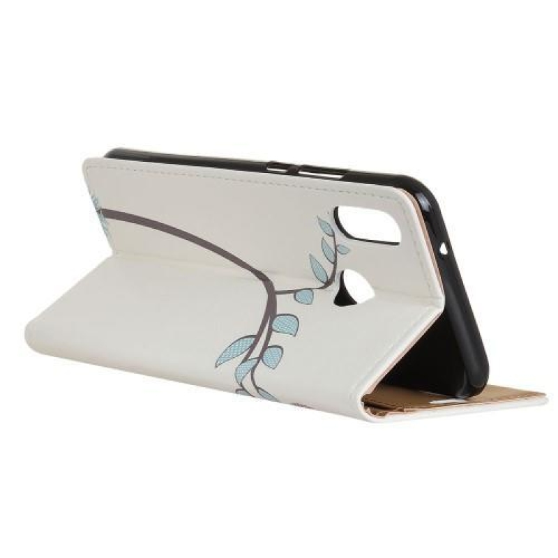 Nyomtatás PU bőr pénztárca tok Xiaomi Redmi Note 6 Pro - baglyok ágakon