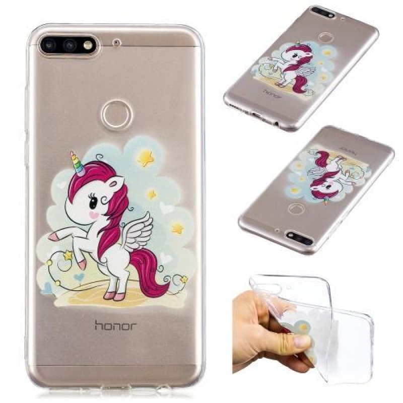 Nyomtatott szilikon tok Honor 7C és Huawei Y7 Prime (2018) - egyszarvúhoz