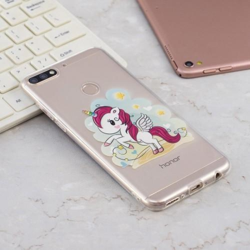 Nyomtatott szilikon tok Honor 7C és Huawei Y7 Prime (2018) - egyszarvúhoz