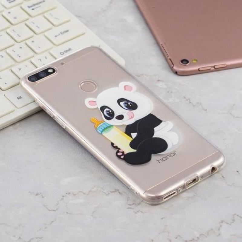 Nyomtatott szilikon tok Honor 7C és Huawei Y7 Prime (2018) - panda üveggel