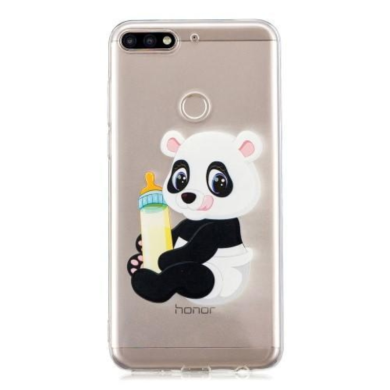 Nyomtatott szilikon tok Honor 7C és Huawei Y7 Prime (2018) - panda üveggel