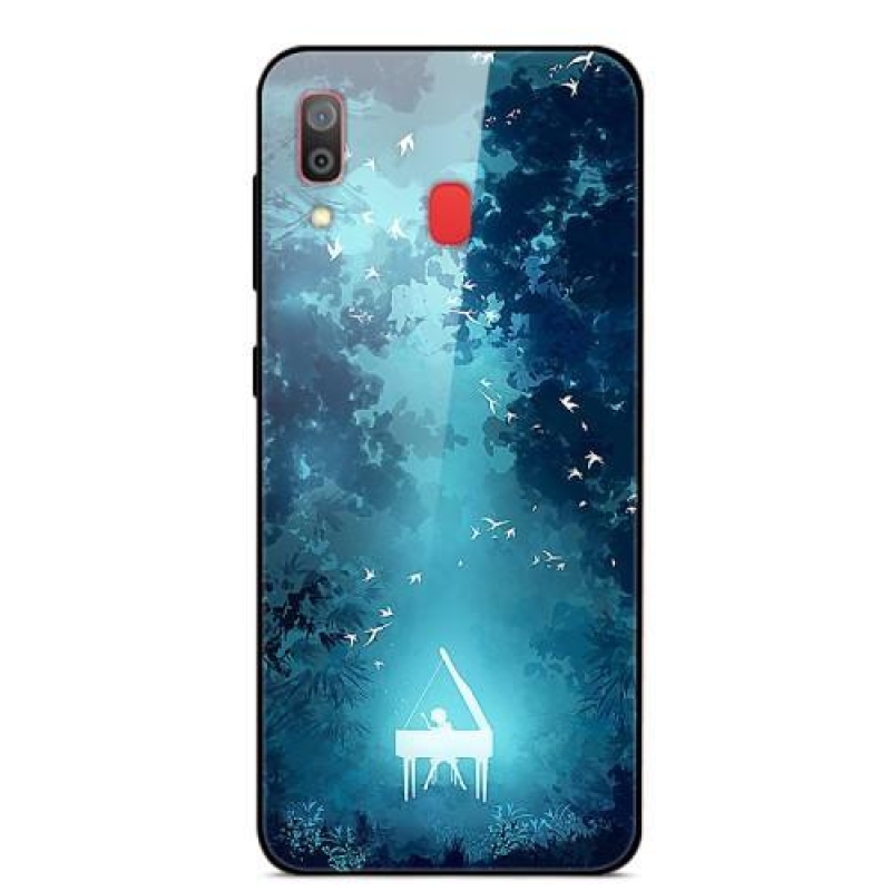 Nyomtató zselés tok üveg hátlappal Samsung Galaxy A30 / A20 készülékhez - erdei zongora