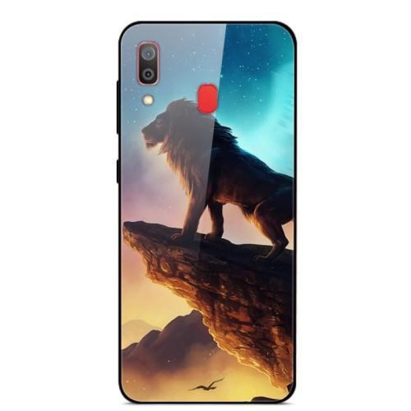 Nyomtató zselés tok üveg hátlappal Samsung Galaxy A30 / A20 készülékhez - oroszlán