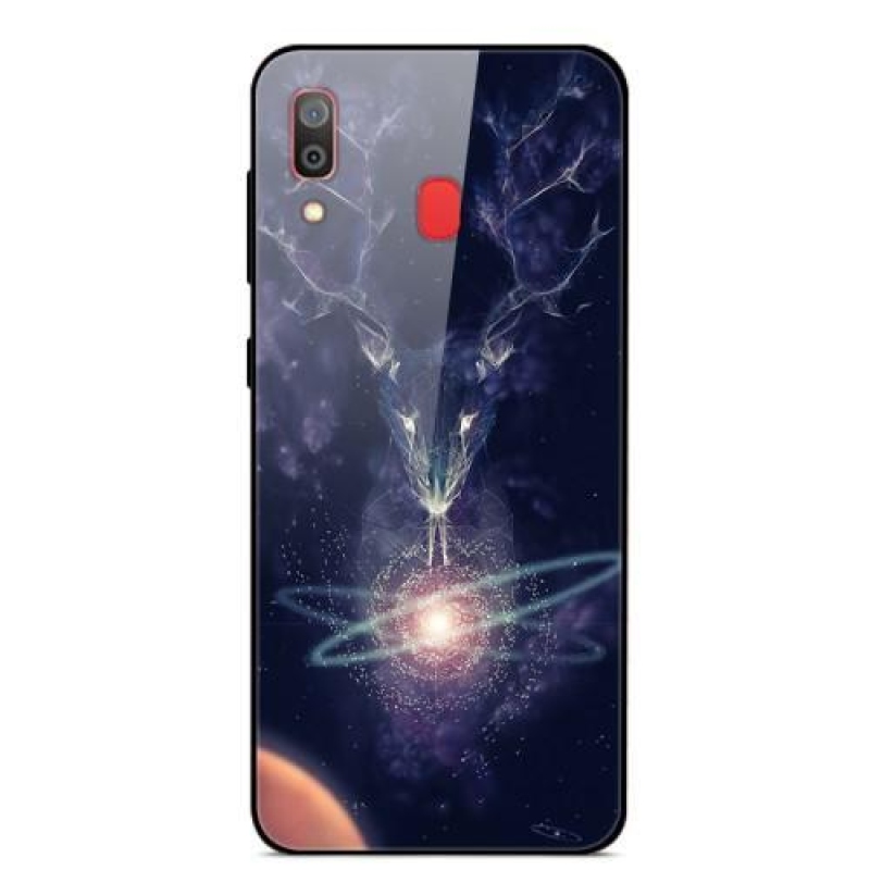 Nyomtató zselés tok üveg hátlappal Samsung Galaxy A30 / A20 - világító rénszarvashoz