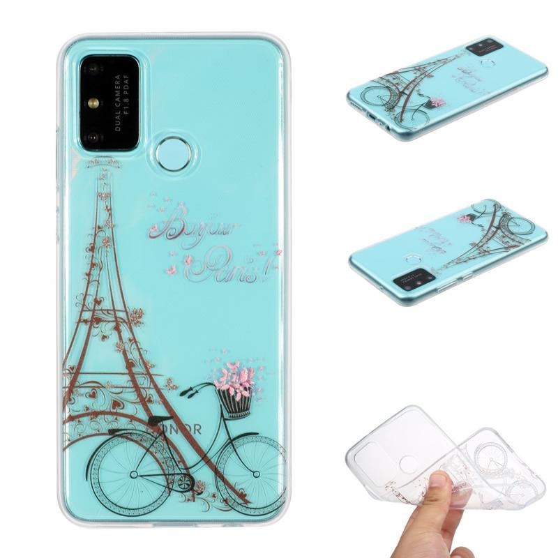 Printy zselés borító a Honor 9A készülékhez - Eiffel-torony és kerékpár