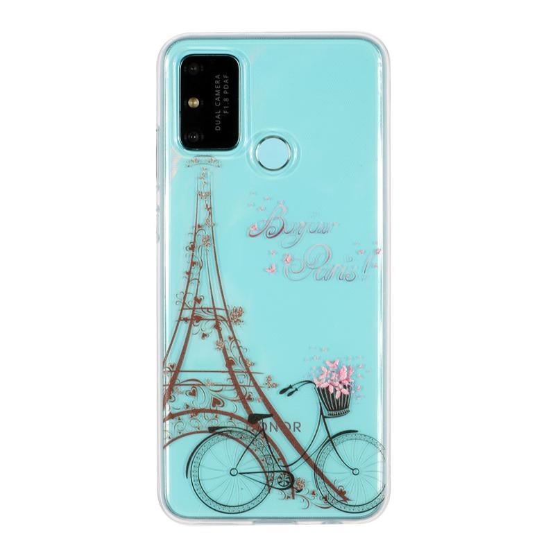 Printy zselés borító a Honor 9A készülékhez - Eiffel-torony és kerékpár