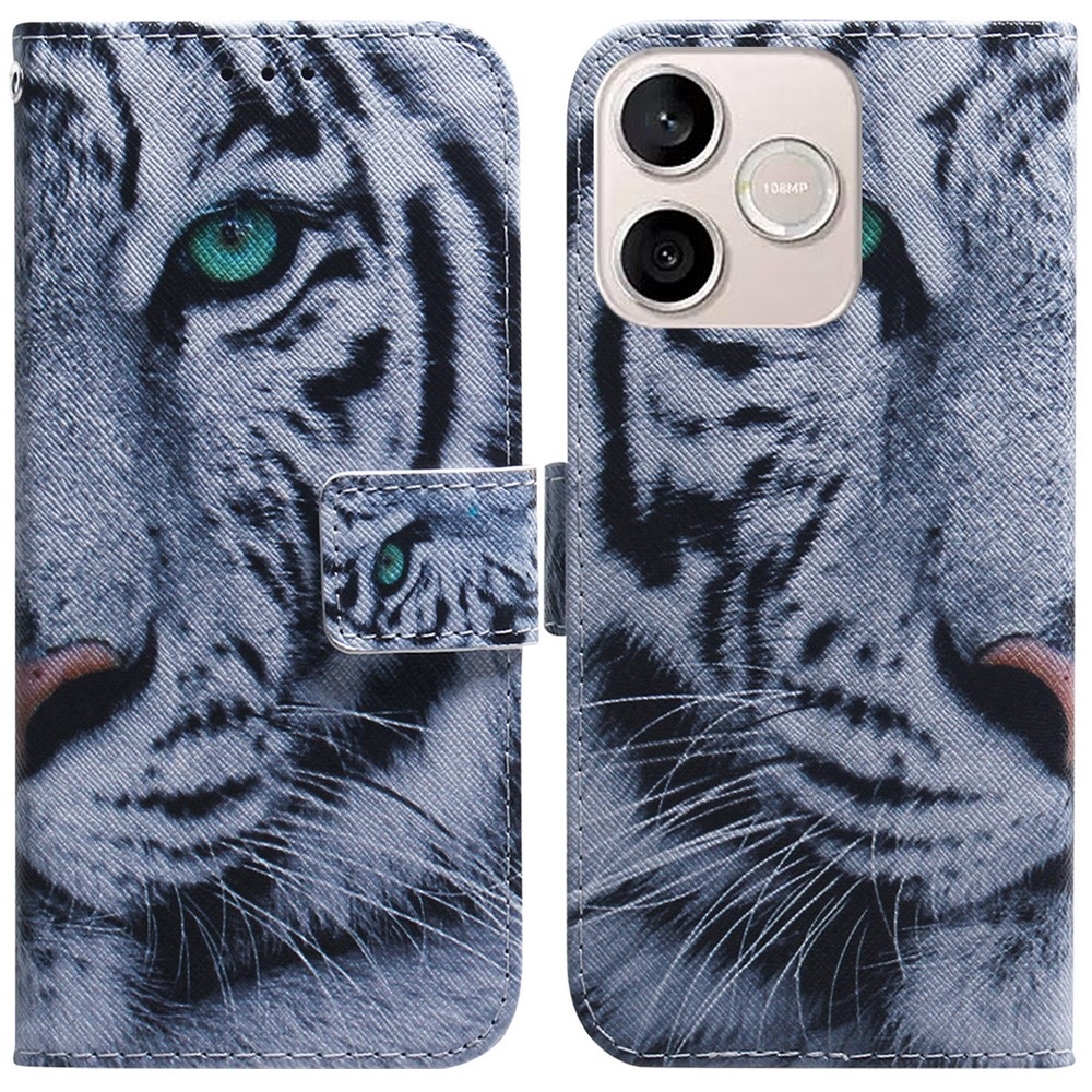 Printy könyv tok a Honor 600 Lite 5G készülékhez - fehér tigris