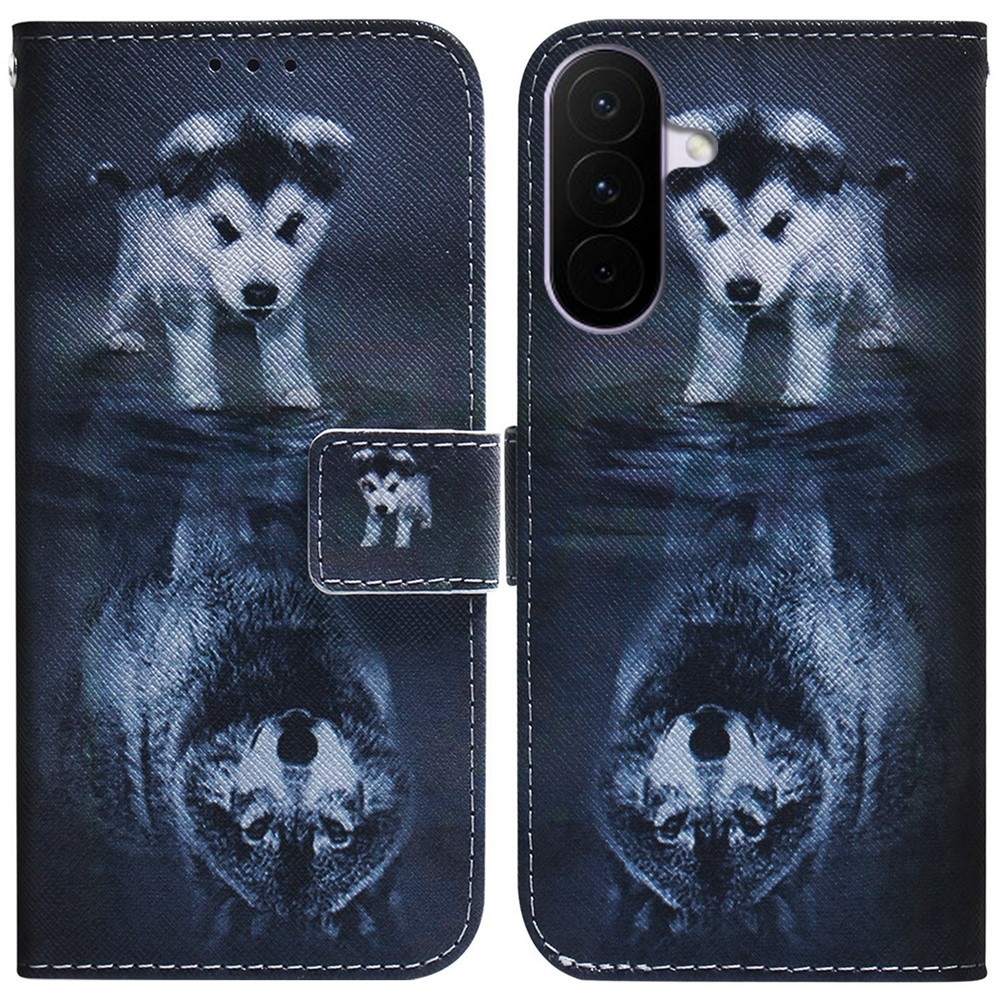 Printy könyv tok Samsung Galaxy A27 készülékhez - kiskutya és farkas tükörkép