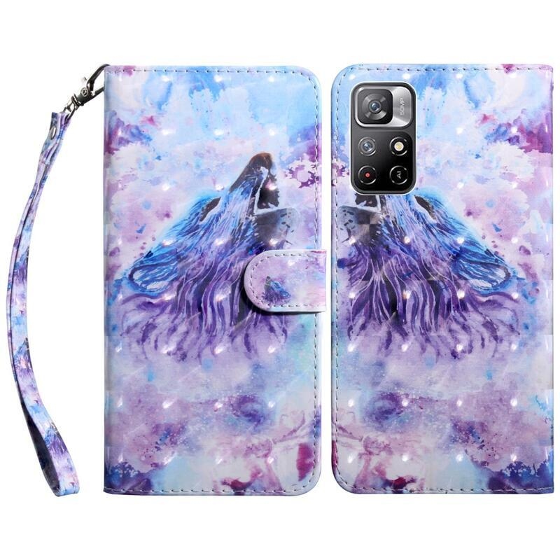 Printy pénztárca tok Xiaomi Poco M4 Pro 5G/Redmi Note 11S 5G - üvöltő farkashoz