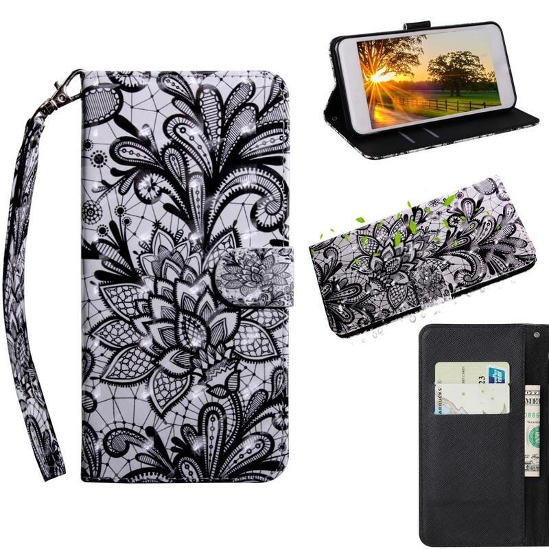 Printy pénztárca tok iPhone 13 Pro Max készülékhez - fekete virág