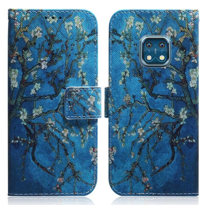 Printy pénztárca tok mobiltelefonhoz Nokia XR20 - fehér virágok