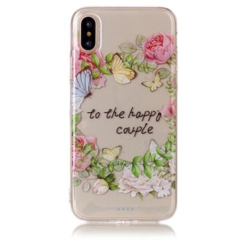 Printy átlátszó zselés tok iPhone X készülékhez - boldog - átlátszó