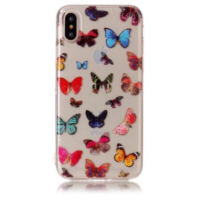 Printy átlátszó zselés tok iPhone X készülékhez - pillangó - átlátszó