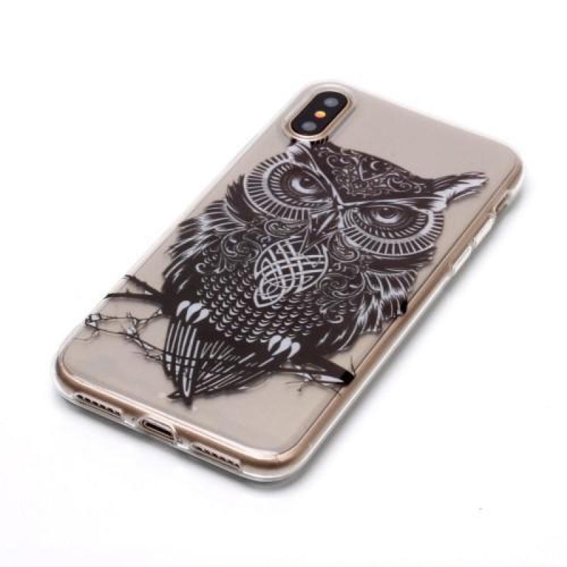 Printy átlátszó zselés tok iPhone X készülékhez - bagoly - átlátszó