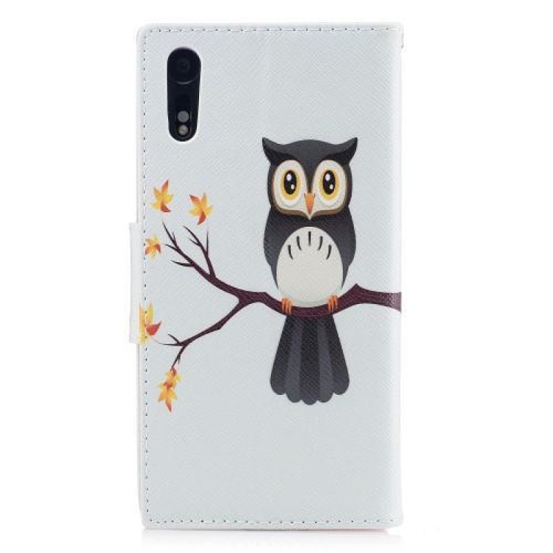 Printy PU bőr könyv tok Sony Xperia XZ-hez - bagoly egy ágon