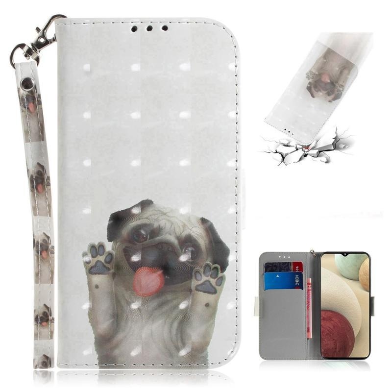 Printy PU bőr pénztárca tok Samsung Galaxy A12/M12 készülékhez - kutya