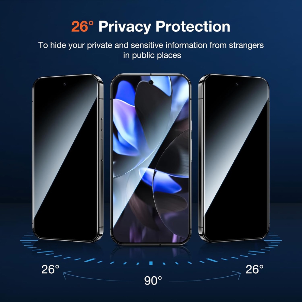 Privacy teljes felületű edzett üveg a Google Pixel 11 Pro/11/10 Pro/10/9 Pro/9 okostelefonhoz
