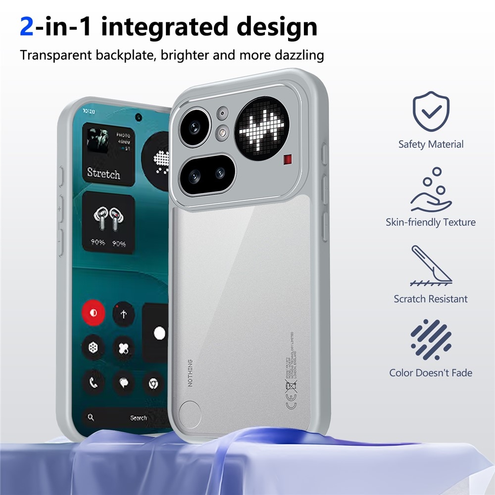 Zselés tok kemény hátlappal a Nothing Phone (4a) Pro készülékhez - szürke