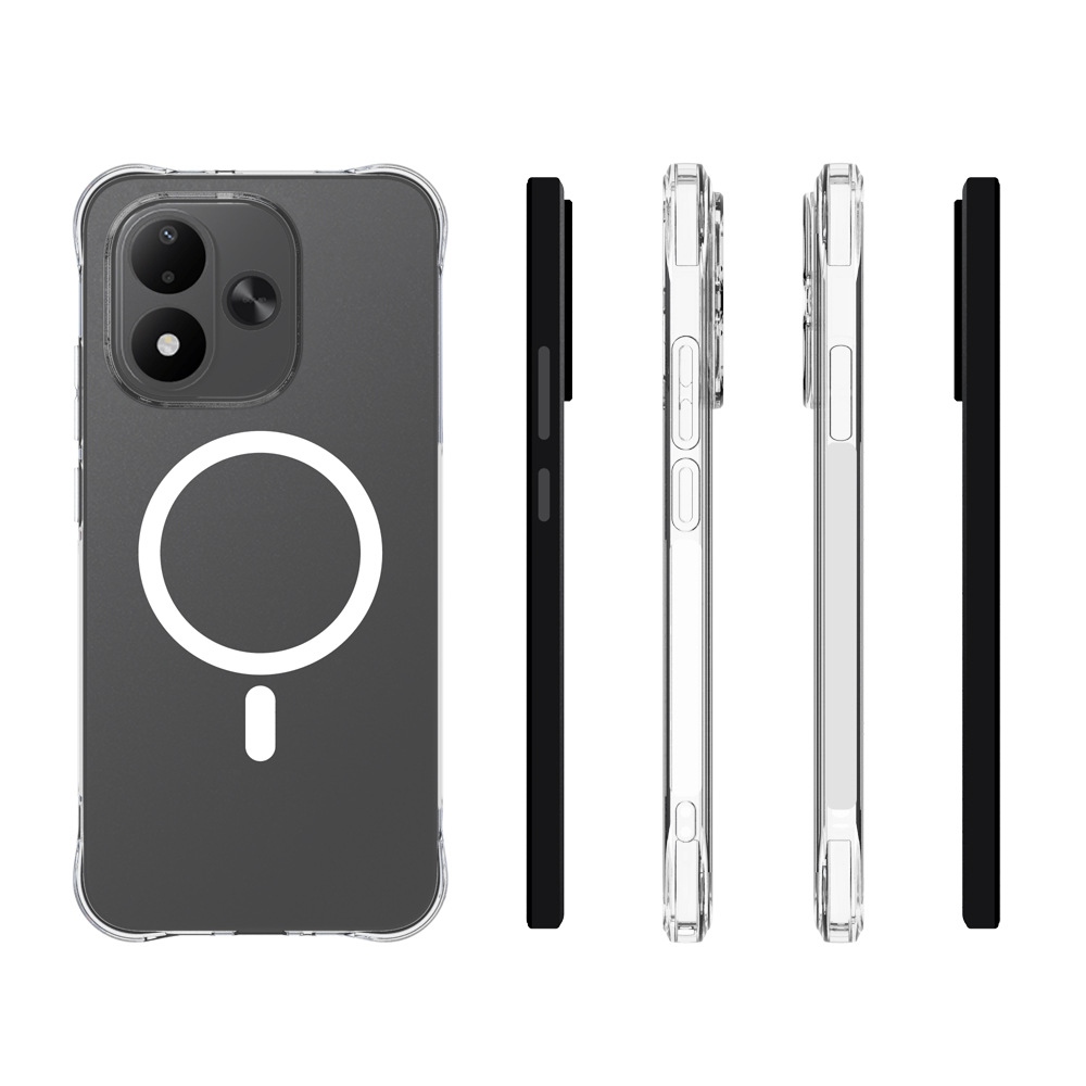 Átlátszó, MagSafe-kompatibilis gél tok a Xiaomi Redmi Note 17 4G/5G-hez, megerősített sarkokkal