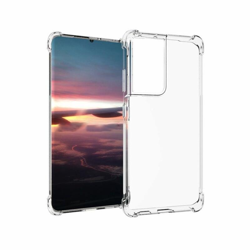 Átlátszó zselés tok megerősített sarkokkal Samsung Galaxy S21 Ultra 5G készülékhez - átlátszó